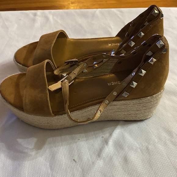 Marc Fisher Jazlyn Wo Size 8 Tan Espadrille Shoes with Double wrap ankle straps - Picture 13 of 15
